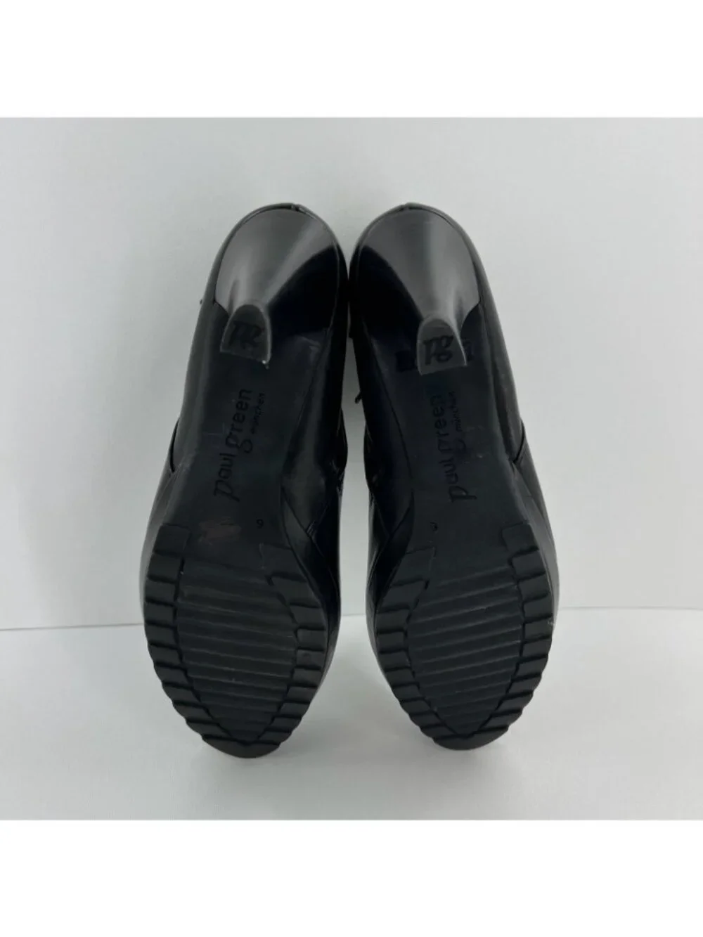 Paul Green 3204 Platform Ankle Boots Womens 8.5 Side Zip High Heel Leather Black